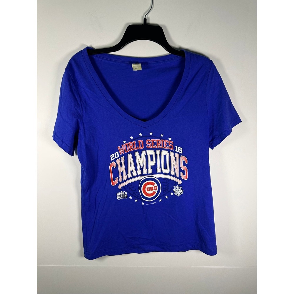 Campus Lifestyle Shirt Womens XL Chicago Cubs 2016 World Series Champions Blue